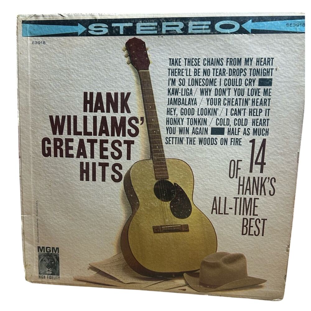 MGM Records classic country music Hank Williams' Greatest Hits Vinyl Record
